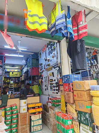 A hardware store in an African wholesale market