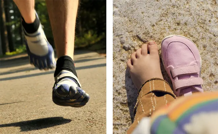 Adult barefoot footwear vs children's shoes