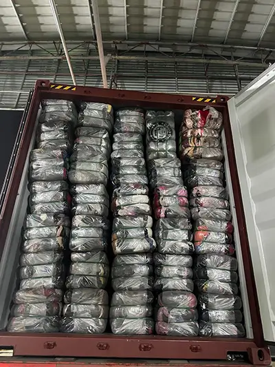 loaded baled second hand clothing